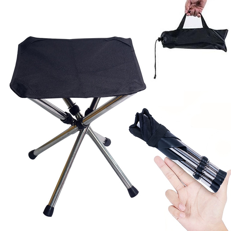 야외 텔레스코픽 접이식 의자 낚시 의자, 스테인레스 스틸 휴대용 캠핑 의자, 스토리지 가방 포함, 야외 장비